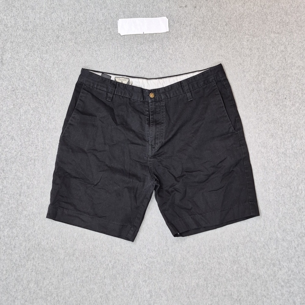 Volcom Men Shorts 33 Black Chino Button 7"‎ Inseam